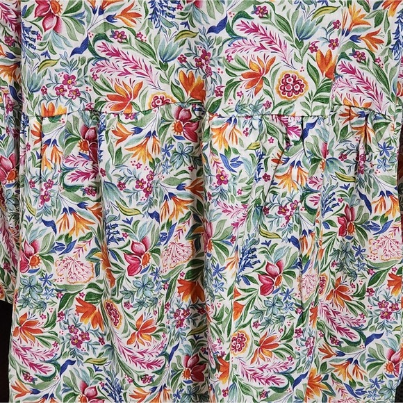 Jones new York floral babydoll peplum linen blend button down tunic plus size 2X - Picture 5 of 7